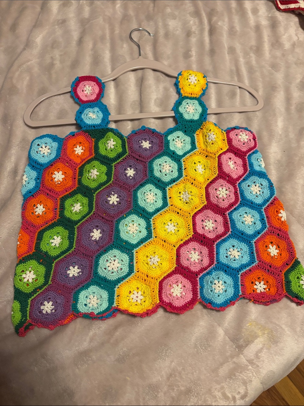 Handmade Multicolor Crochet Hexagon Tank Top